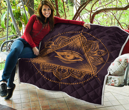 Eye of Providence Mandala Print Quilt