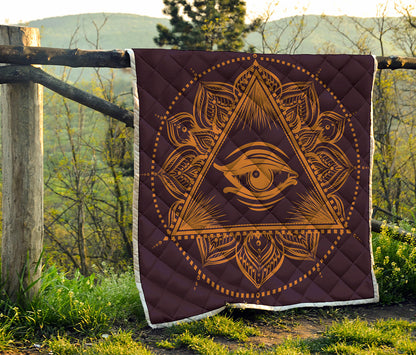 Eye of Providence Mandala Print Quilt