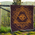 Eye of Providence Mandala Print Quilt