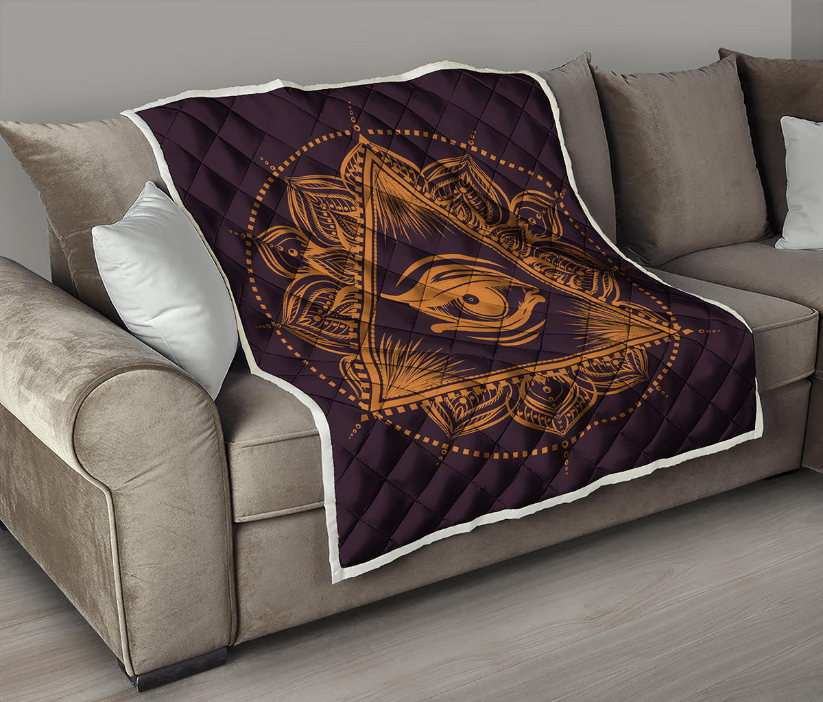 Eye of Providence Mandala Print Quilt