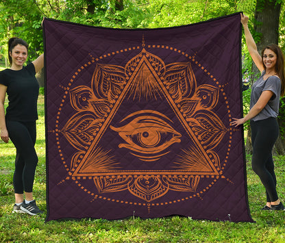Eye of Providence Mandala Print Quilt