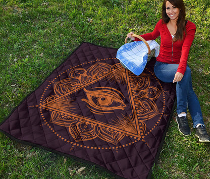 Eye of Providence Mandala Print Quilt