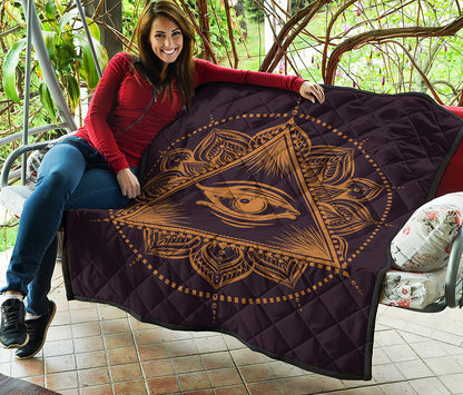 Eye of Providence Mandala Print Quilt