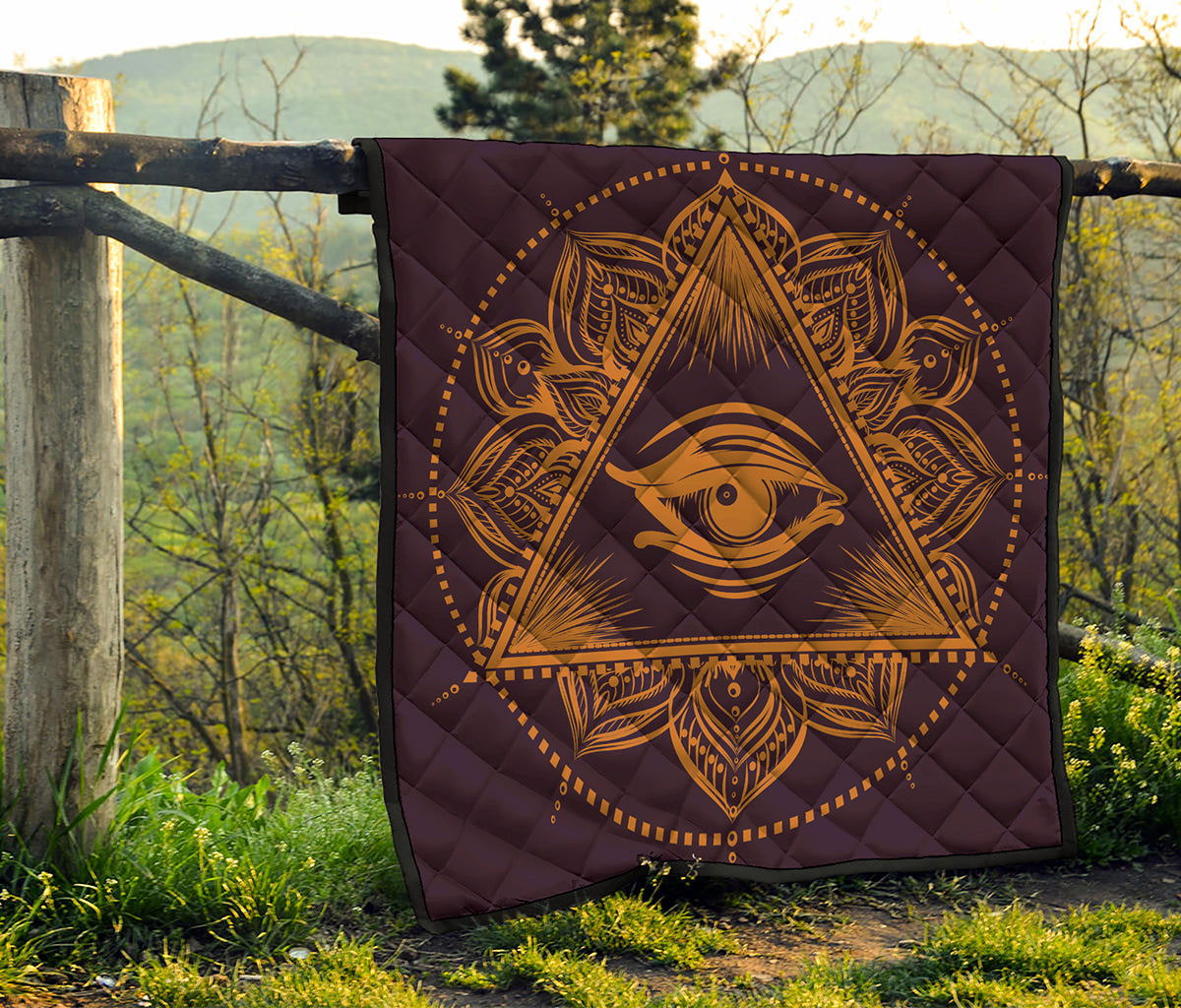 Eye of Providence Mandala Print Quilt