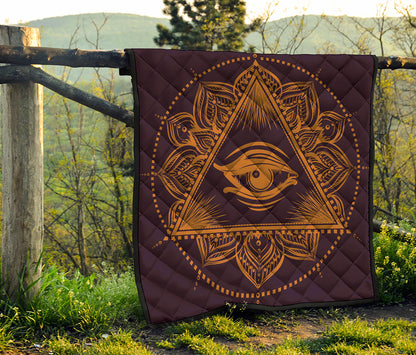 Eye of Providence Mandala Print Quilt