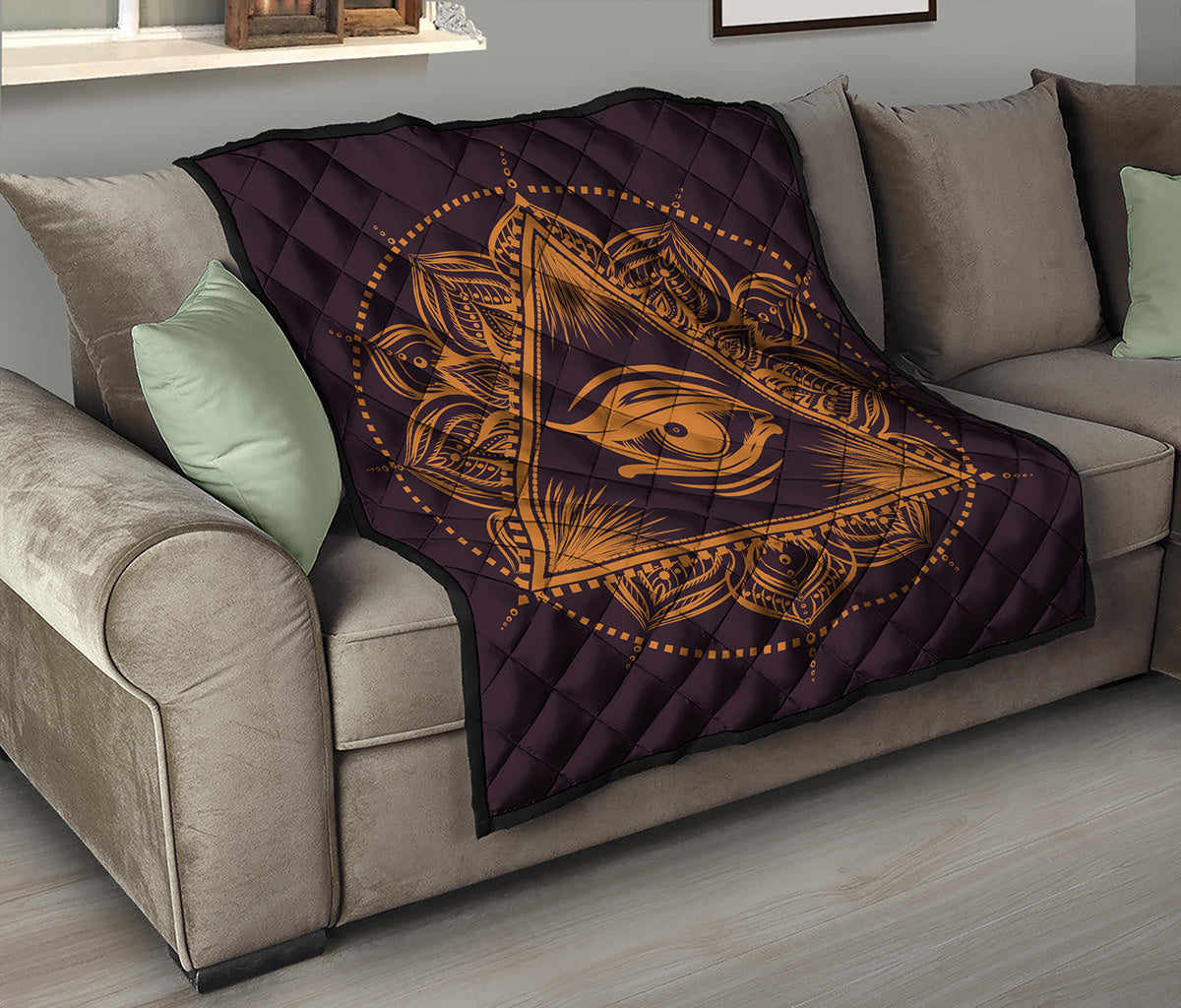 Eye of Providence Mandala Print Quilt