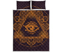 Eye of Providence Mandala Print Quilt Bed Set