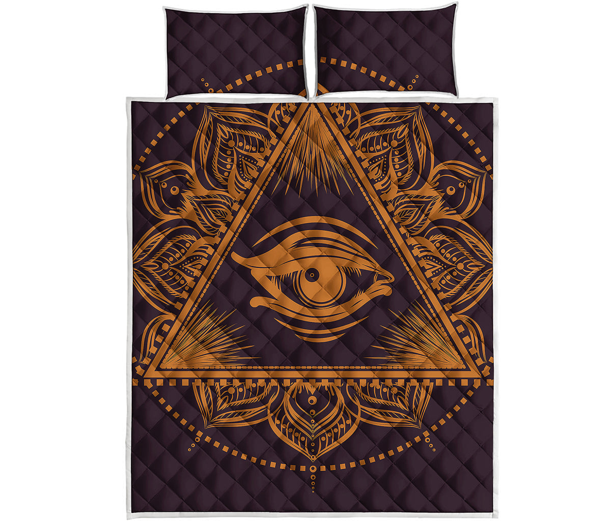 Eye of Providence Mandala Print Quilt Bed Set