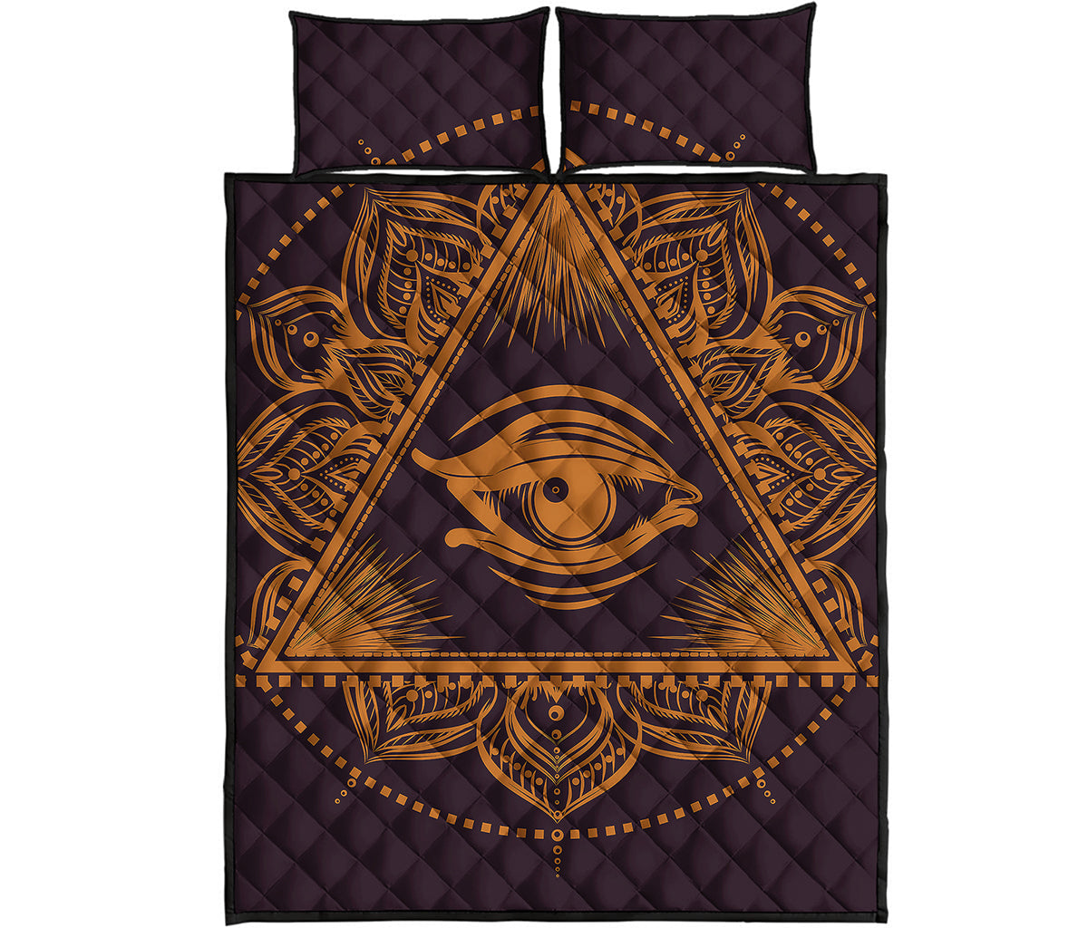 Eye of Providence Mandala Print Quilt Bed Set