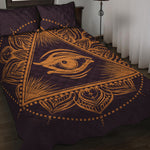 Eye of Providence Mandala Print Quilt Bed Set