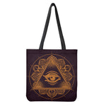 Eye of Providence Mandala Print Tote Bag