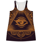 Eye of Providence Mandala Print Women's Racerback Tank Top