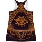Eye of Providence Mandala Print Women's Racerback Tank Top