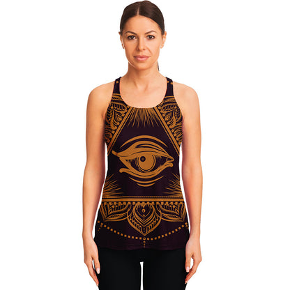 Eye of Providence Mandala Print Women's Racerback Tank Top