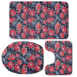 Eyeball Rose Pattern Print 3 Piece Bath Mat Set
