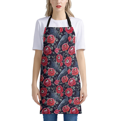 Eyeball Rose Pattern Print Apron