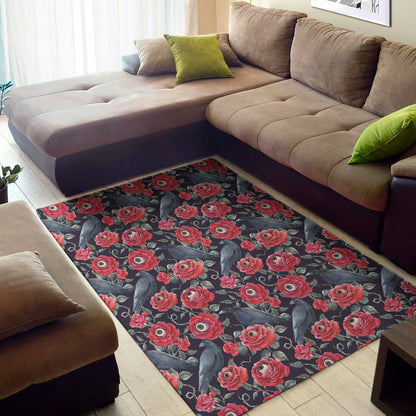 Eyeball Rose Pattern Print Area Rug
