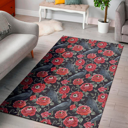 Eyeball Rose Pattern Print Area Rug