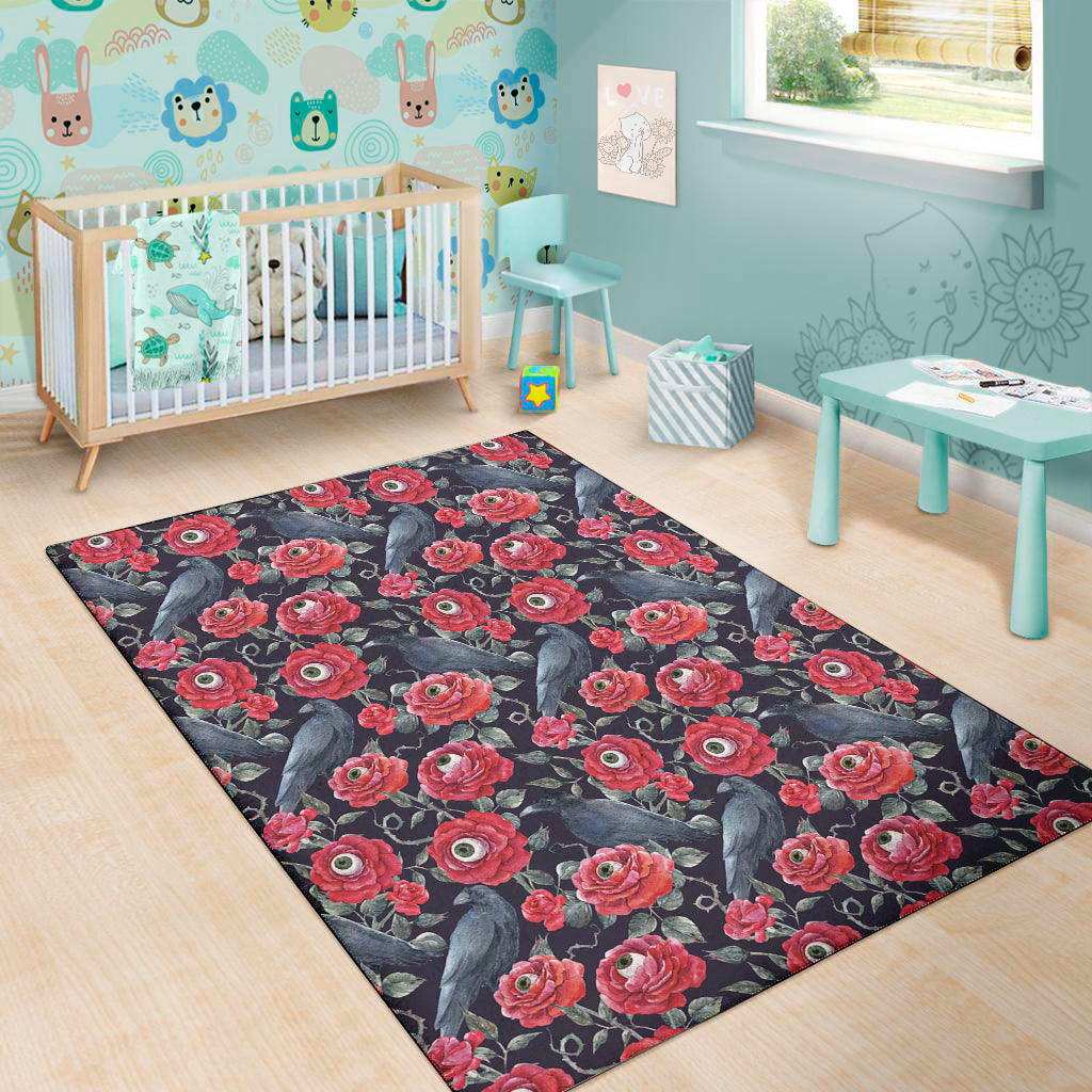 Eyeball Rose Pattern Print Area Rug
