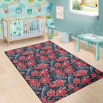 Eyeball Rose Pattern Print Area Rug