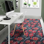 Eyeball Rose Pattern Print Area Rug