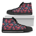 Eyeball Rose Pattern Print Black High Top Sneakers