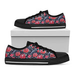 Eyeball Rose Pattern Print Black Low Top Shoes