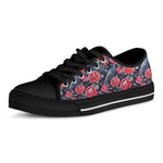 Eyeball Rose Pattern Print Black Low Top Shoes