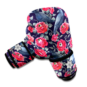 Eyeball Rose Pattern Print Boxing Gloves