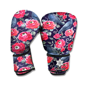 Eyeball Rose Pattern Print Boxing Gloves