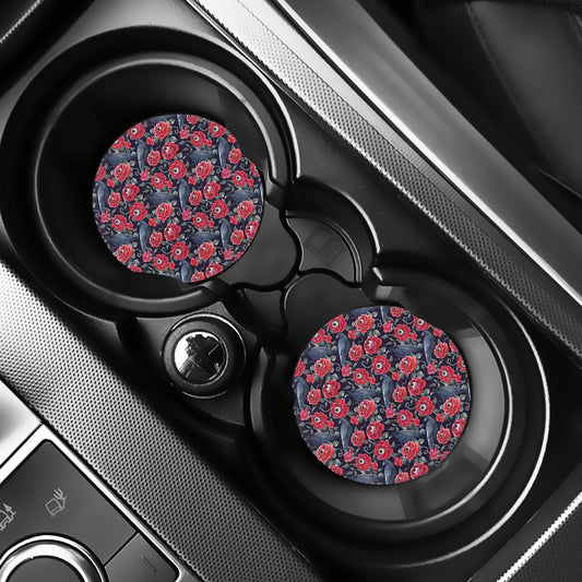 Eyeball Rose Pattern Print Car Coasters