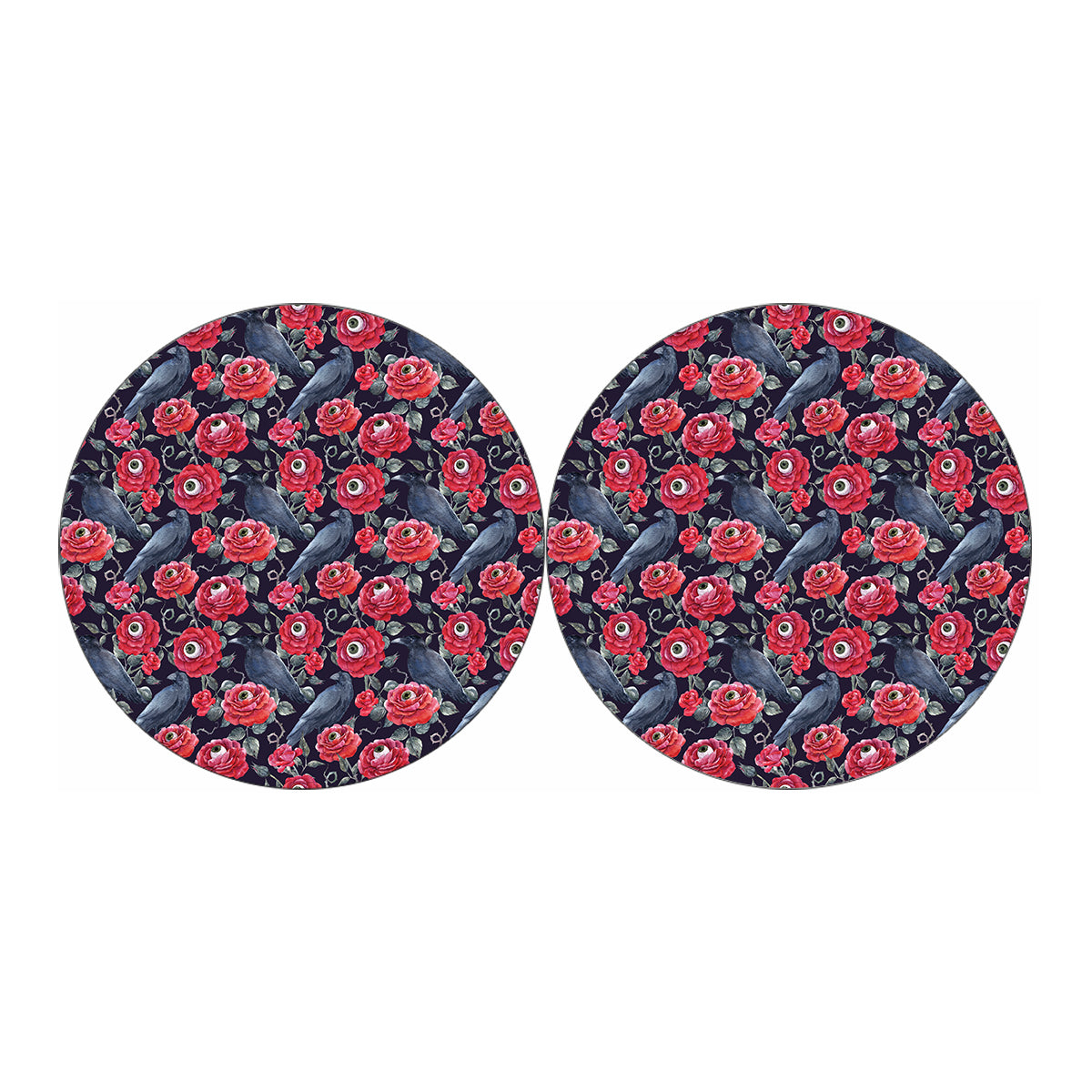 Eyeball Rose Pattern Print Car Coasters