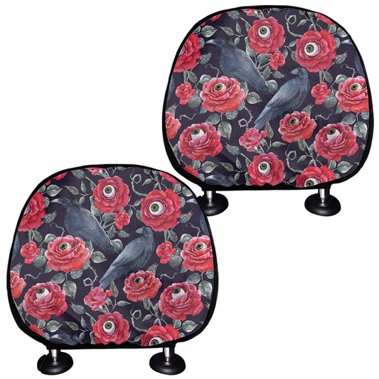 Eyeball Rose Pattern Print Car Headrest Covers