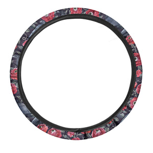 Eyeball Rose Pattern Print Car Steering Wheel Cover