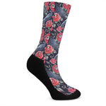 Eyeball Rose Pattern Print Crew Socks