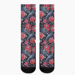 Eyeball Rose Pattern Print Crew Socks