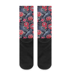 Eyeball Rose Pattern Print Crew Socks