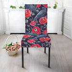 Eyeball Rose Pattern Print Dining Chair Slipcover