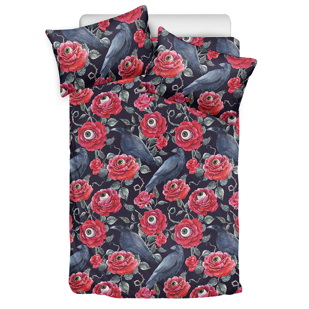 Eyeball Rose Pattern Print Duvet Cover Bedding Set