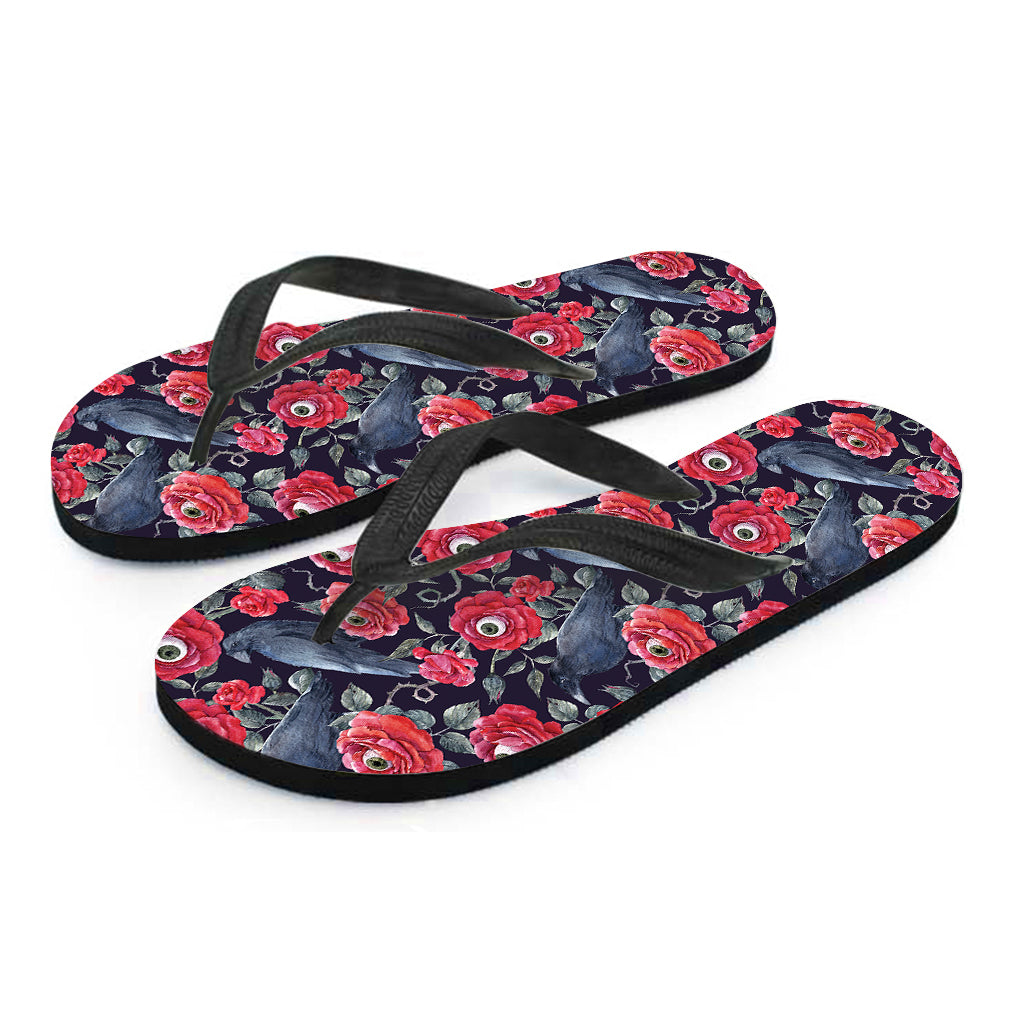 Eyeball Rose Pattern Print Flip Flops