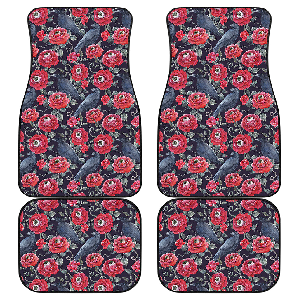 Eyeball Rose Pattern Print Front and Back Car Floor Mats