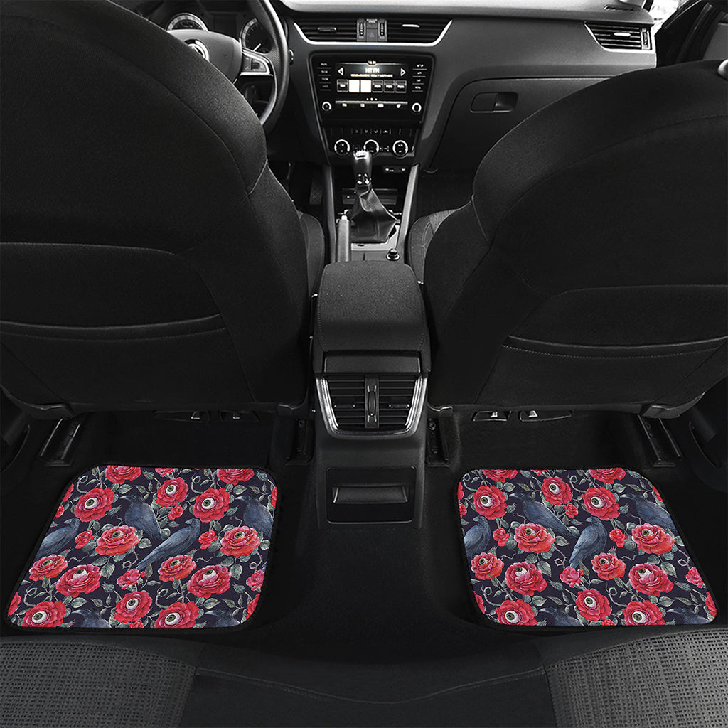 Eyeball Rose Pattern Print Front and Back Car Floor Mats