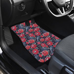 Eyeball Rose Pattern Print Front and Back Car Floor Mats