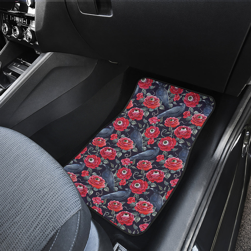 Eyeball Rose Pattern Print Front and Back Car Floor Mats