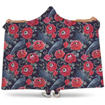 Eyeball Rose Pattern Print Hooded Blanket