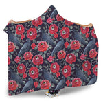 Eyeball Rose Pattern Print Hooded Blanket
