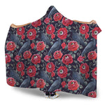 Eyeball Rose Pattern Print Hooded Blanket