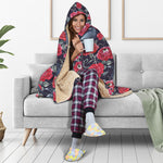 Eyeball Rose Pattern Print Hooded Blanket