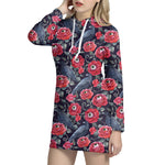 Eyeball Rose Pattern Print Hoodie Dress