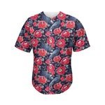 Eyeball Rose Pattern Print Men's Baseball Jersey